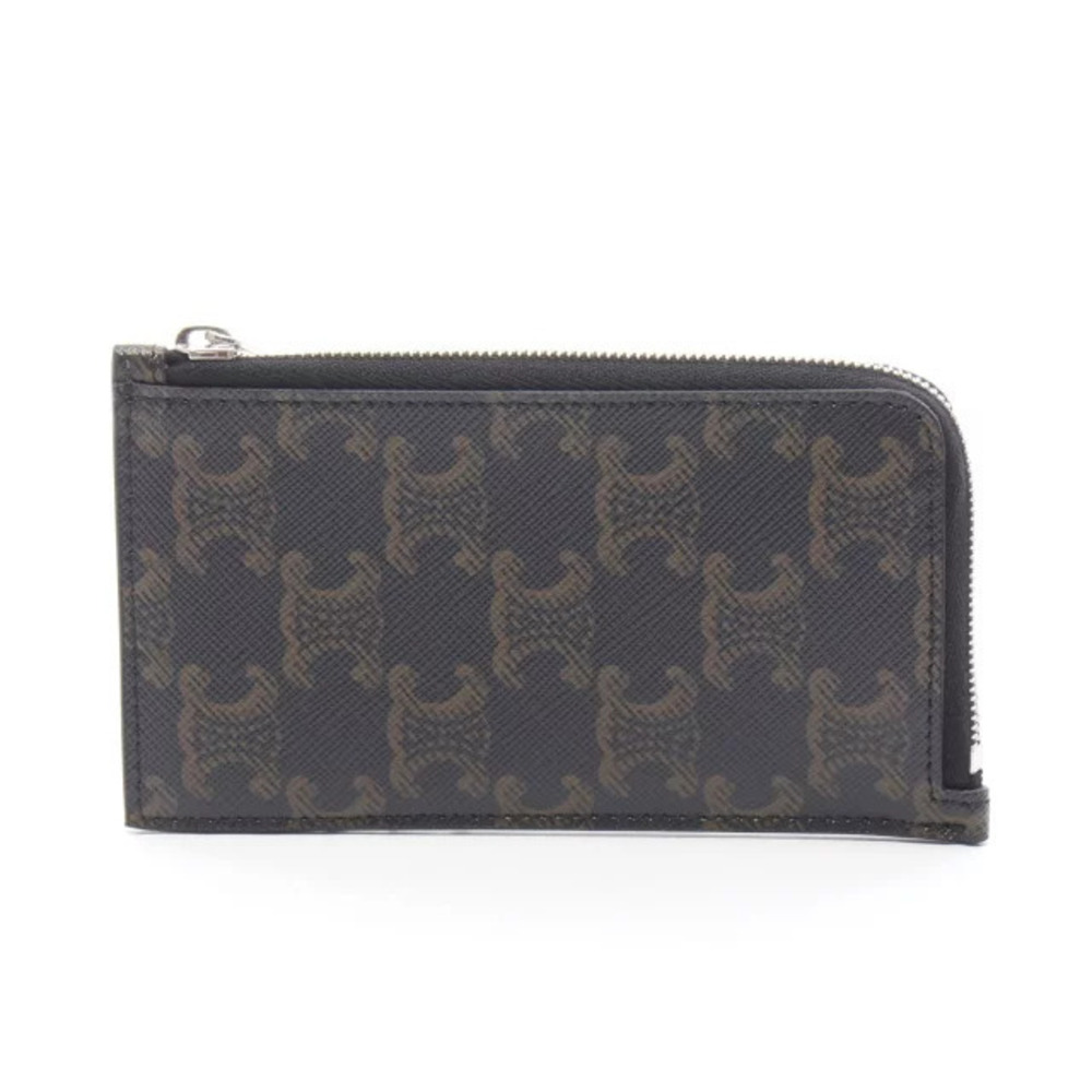 Celine Triomphe Card Case Wallet Coin Purse Wallet Black Brown